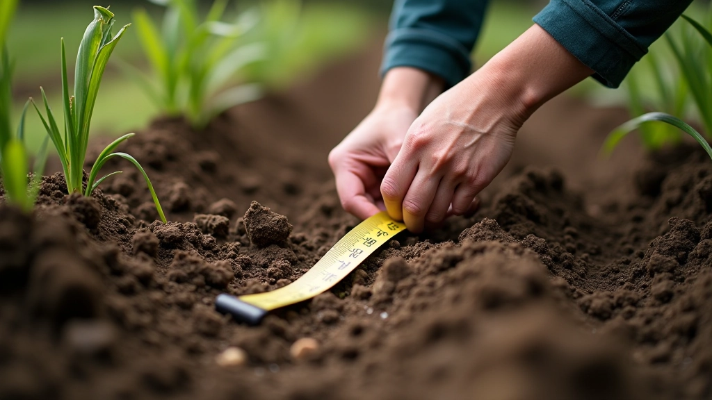 Diagram-style photo showing proper hedgerow spacing measurements between saplings