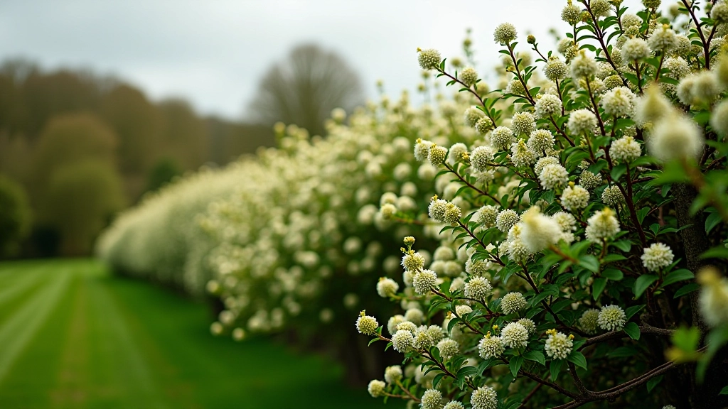 Whitethorn hedgerow with May blossoms